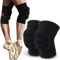 Black nylon thickened knee pad for sports joint protection, available in S M L sizes