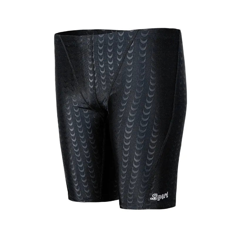 Men's solid colour polyester swimming trunks for surfing and beach use in sizes XL to 4XL
