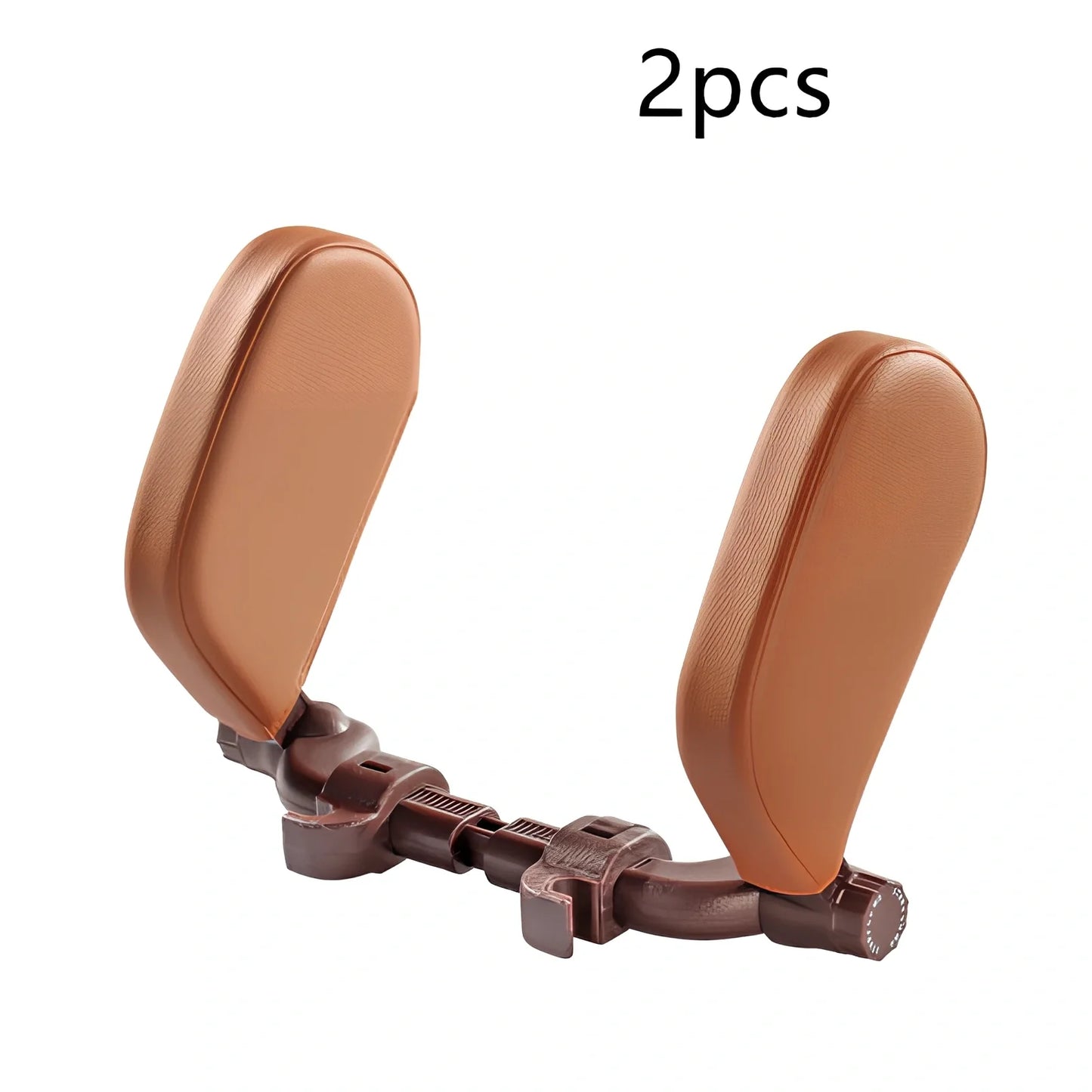 Adjustable car headrest pillow with 36cm bracket and 14cm rotating PU leather cushion