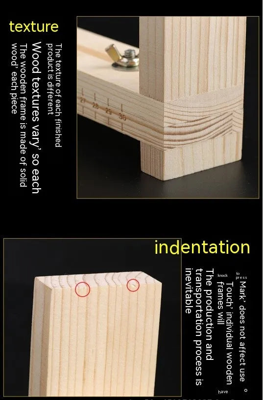 Solid wood handmade weaving rack with totem pattern for DIY bracelet and necklace making.
