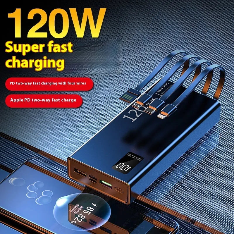White super fast charge portable battery with digital display and multi-port front panel