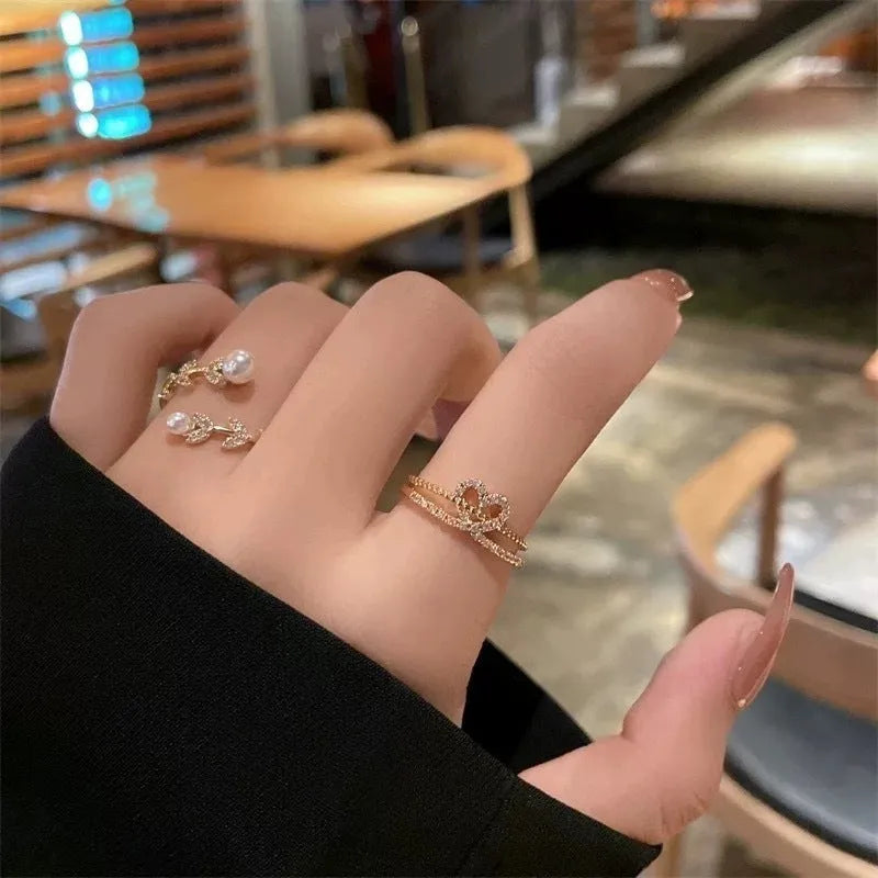 Love ring for women in copper electroplated finish, geometric shape, Korean style, gold colour