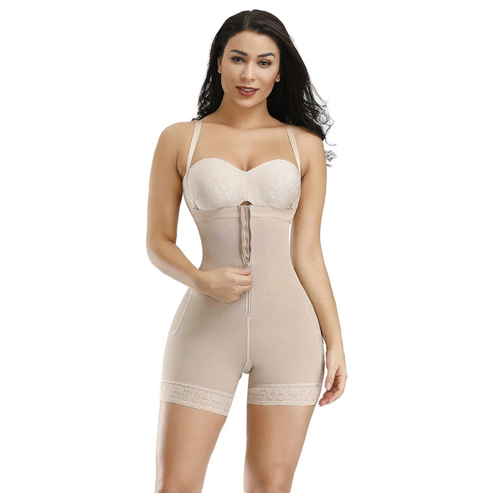 High-waist shapewear pants with lace detailing, providing gentle compression and a flattering silhouette.