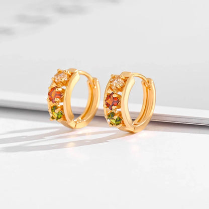 Gold-plated square crystal zircon earrings for women, versatile and elegant design