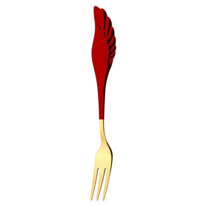 304 stainless steel Angel Wing spoon and fork set in various colours