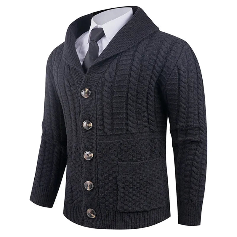 Thickening men's pullover cardigan in light gray made from rabbit fur and modal fabric