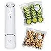 White USB electric vacuum food sealer with five plastic fresh-keeping bags for kitchen storage