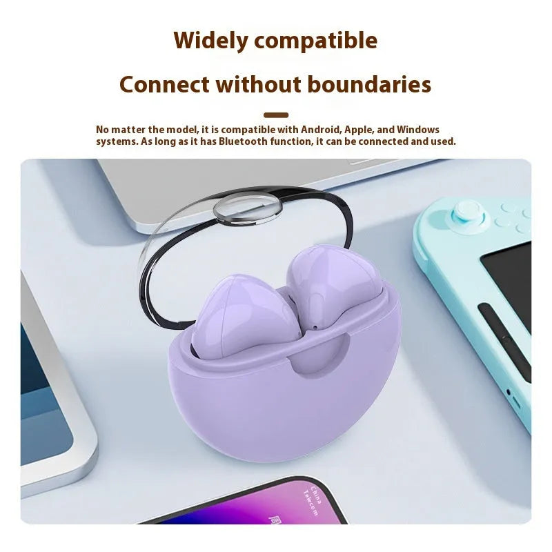 Transparent cover Bluetooth earbuds in black with binaural noise-canceling stereo sound and PC ABS build