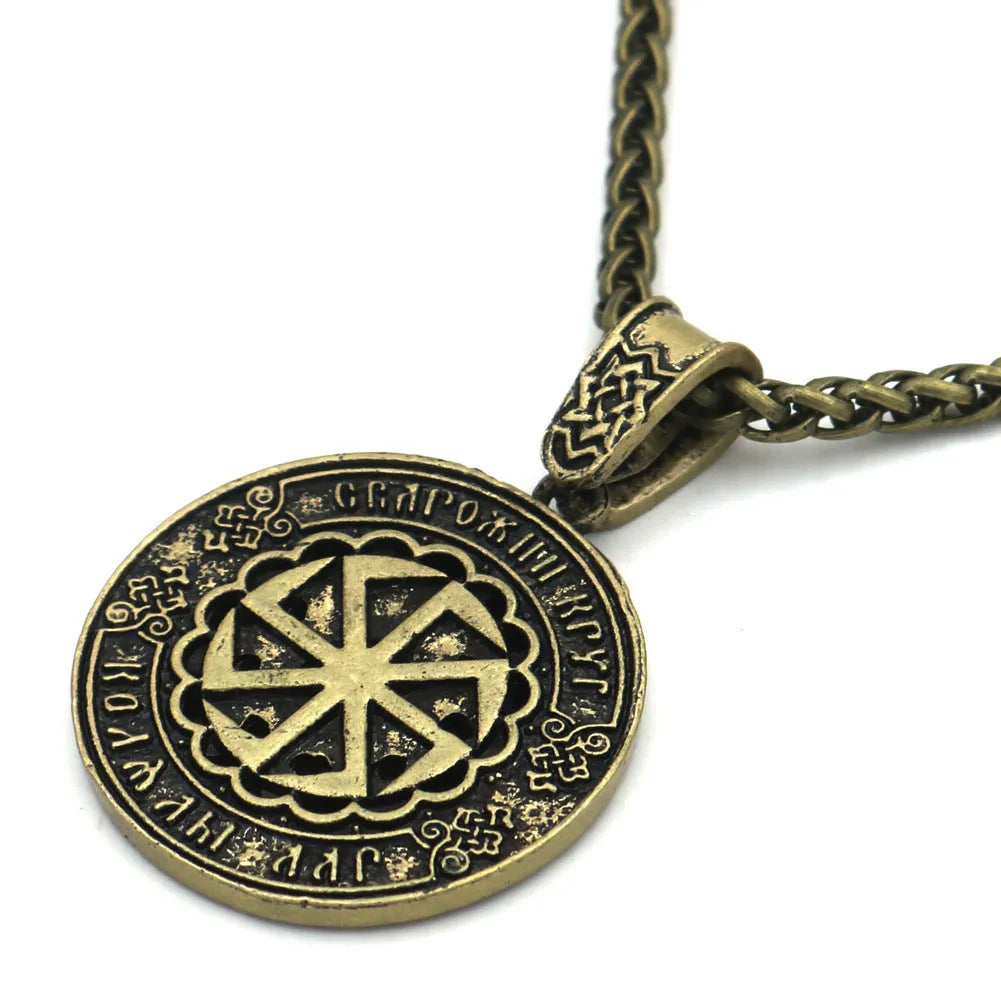 Lunavin ODing logo pendant necklace on antique silver snake bones chain with Nordic myth design.