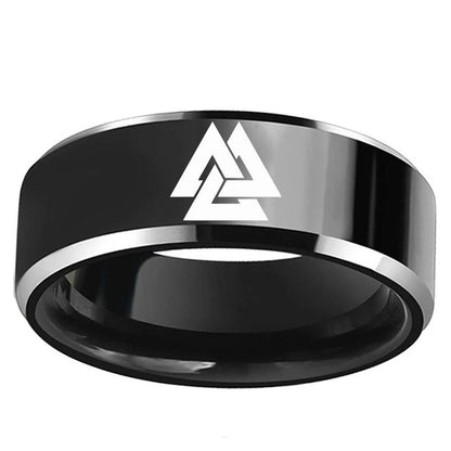 Stainless Steel Viking Odin Symbol Ring in multiple colours, showcasing minimalist design and electroplate finish.