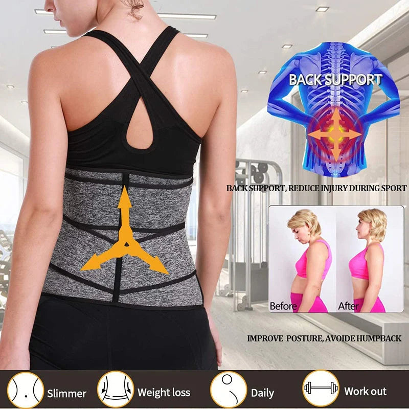 Women's adjustable waist trainer slimming bodysuit with 2-3 belts for workout shaping