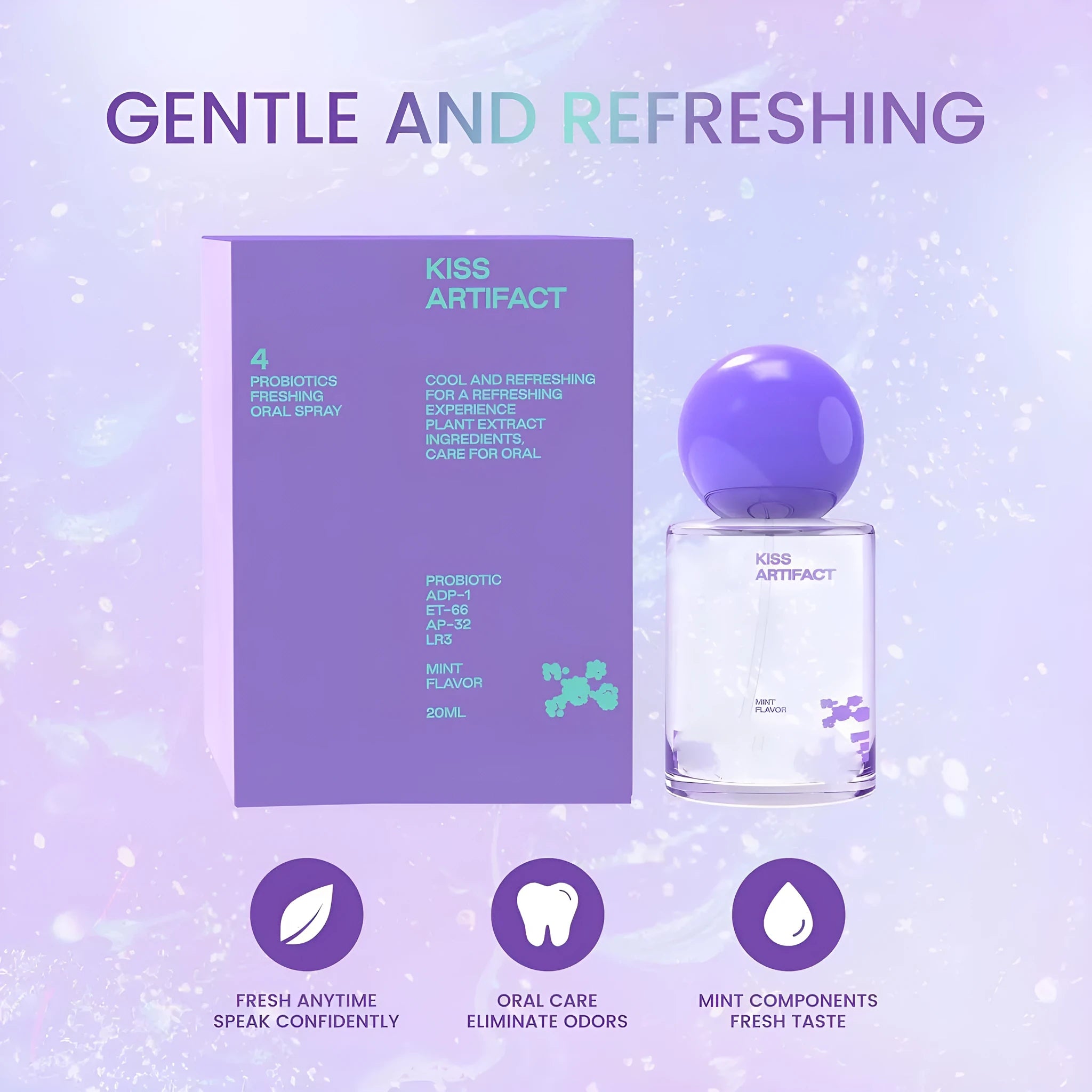 20ml portable oral spray bottle with probiotics for mouth and throat hydration