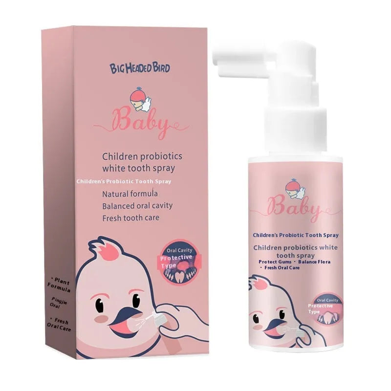 Children's probiotic anticavity oral spray in strawberry and orange flavours, 40ml bottle