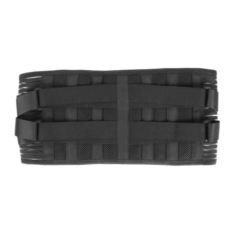 Black neoprene and polyester fibre sports waist belt for men and women with adjustable fit for running and gym use