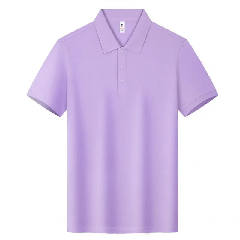 Men's short sleeve cotton blend work polo shirt with button-down collar in multiple solid colours