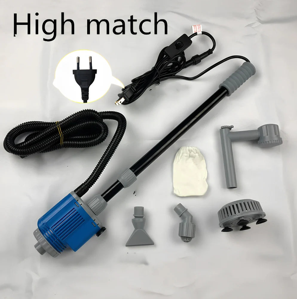 Aquarium multifunction water changer with 84 cm 28 W model, 16 mm hose, and suction ports for gravel vacuuming and siphoning