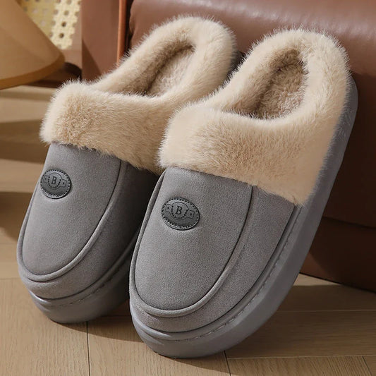 Cozy plush slippers for men in a variety of colors, featuring premium suede upper and rubber non-slip sole for indoor comfort and style