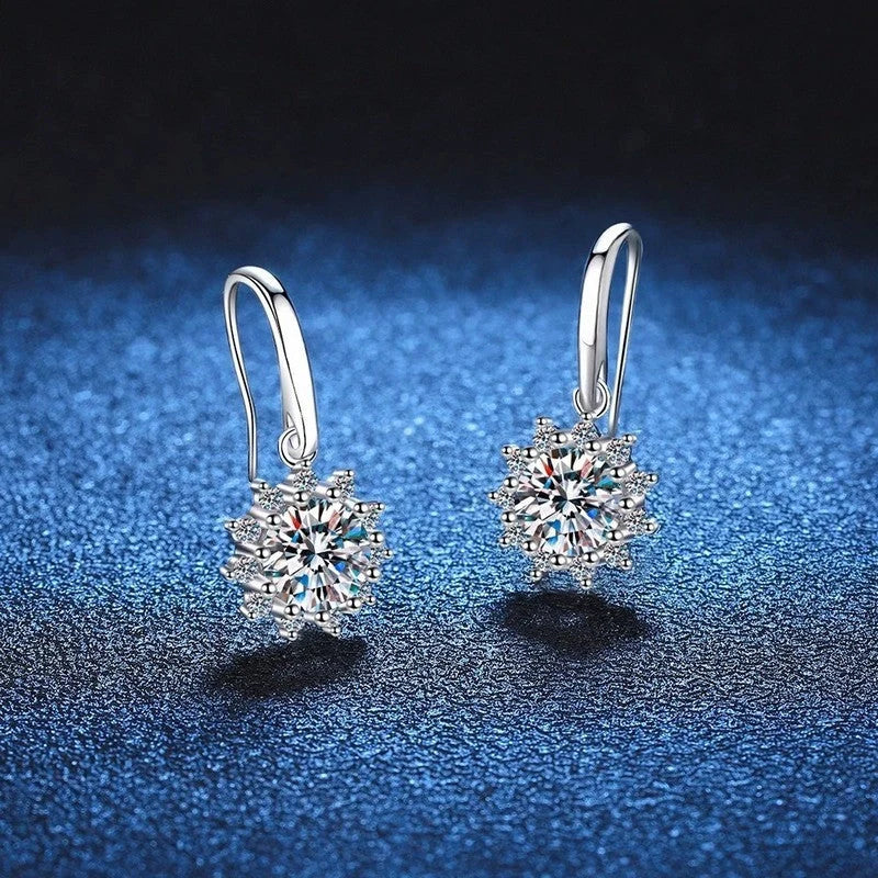 SUNFLOWER Ear Hook in white gold colour with detailed flower design