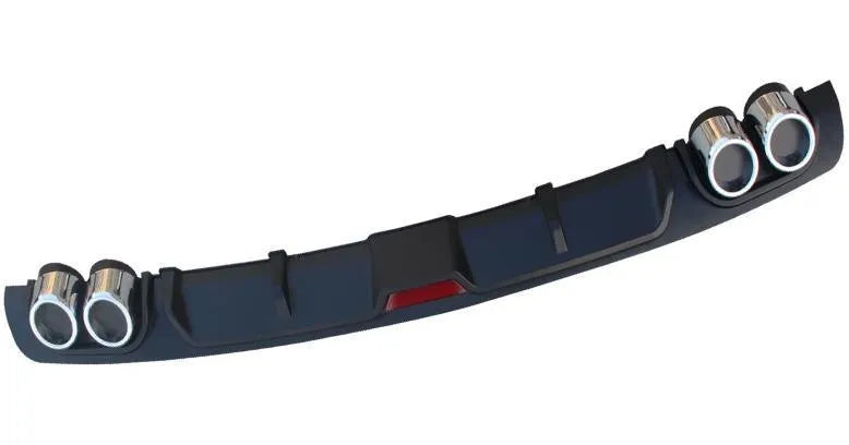 PP plastic automotive rear bumper spoiler in black or silver black finish