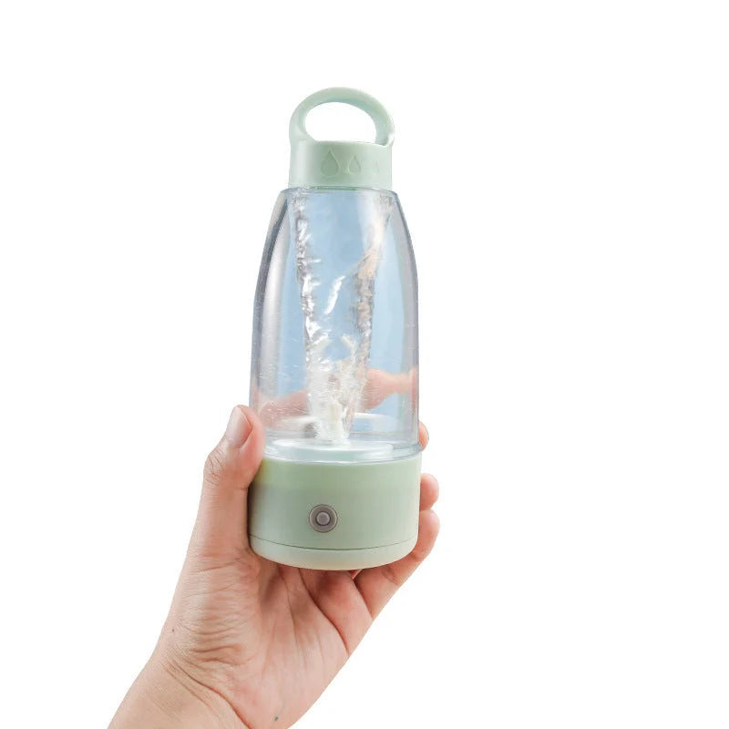 Automatic electric shaker bottle in cream white, peach pink, and new branch green with USB charging