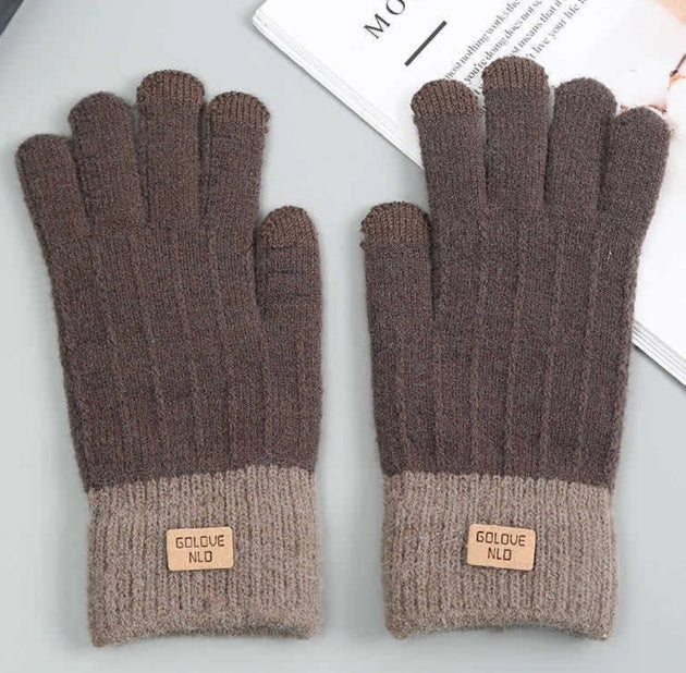 Winter mittens with embroidered stripes in various colours for warmth and style