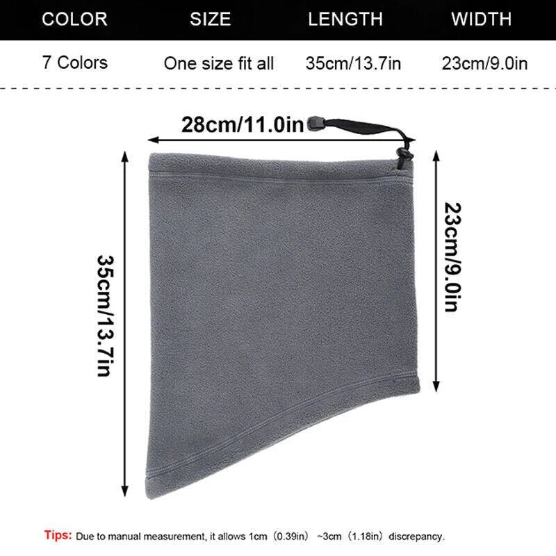 Winter fleece tube scarf mask in black and gray, offering windproof and UV protection