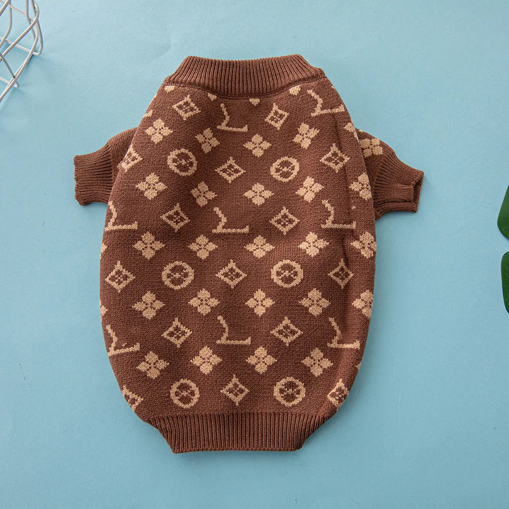 Thick wool dog sweater in a choice of monochrome or two-tone colours.