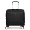Black 18-inch Oxford cloth business travel suitcase with pull handle and wheels