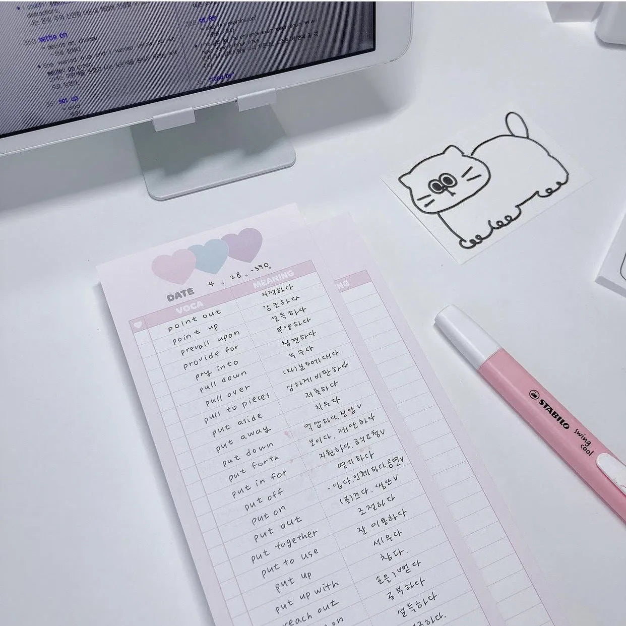 Vertical English words learning notepad in B5 half size with double-sided printing