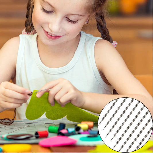 Dual-purpose blind sewing needle set for easy threading and sewing