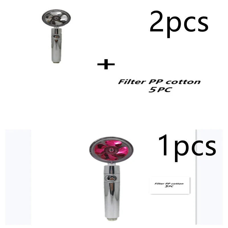 High-pressure handheld shower nozzle with cotton filter and stop button in various colours