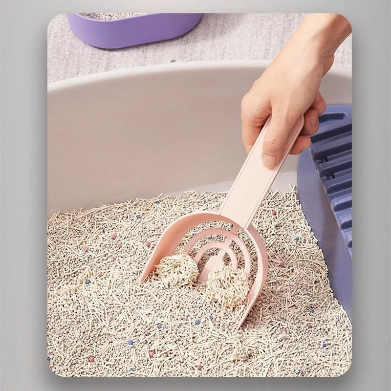 Self-cleaning cat litter scoop in blue, made from ABS material, with shovel shape for scooping clumps