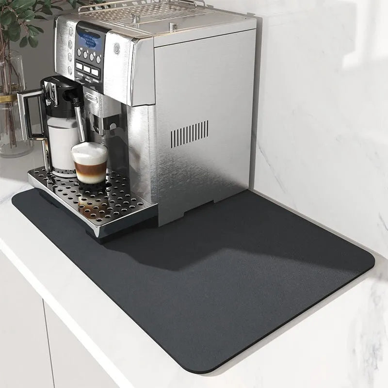 Square technical cloth drain mat with anti-slip rubber backing for kitchen and bar use