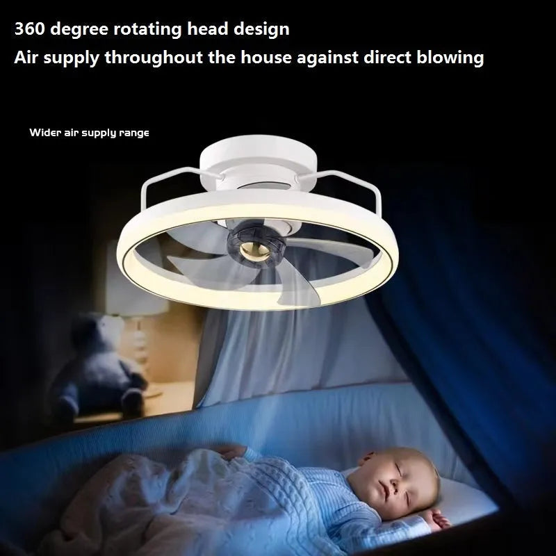 Modern simple style ceiling fan with integrated light in six colour options