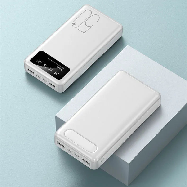 50000 mAh fabric texture portable power bank with LED LCD display in black and white options