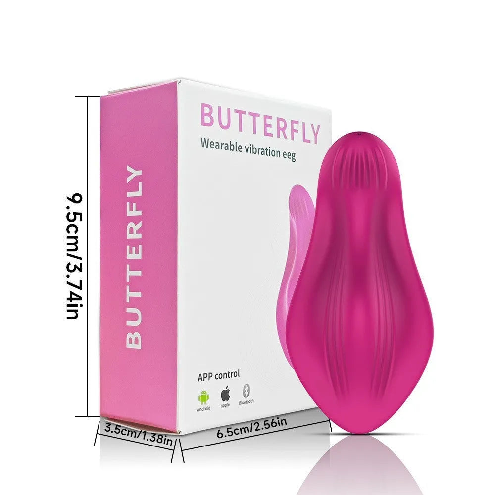 Rose red wearable female massager with APP remote control and USB charging