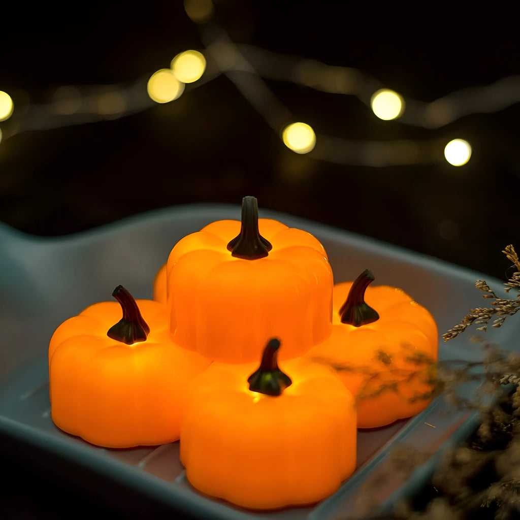 Yellow LED pumpkin light 4.9x4.3cm electronic candle decoration for Halloween Christmas