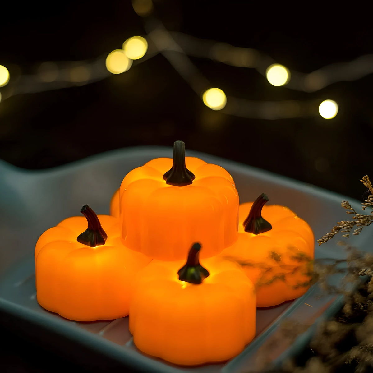 Yellow LED pumpkin light 4.9x4.3cm electronic candle decoration for Halloween Christmas