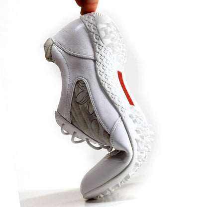 Women's apricot leather sneakers with waterproof cowhide and non-slip rubber soles