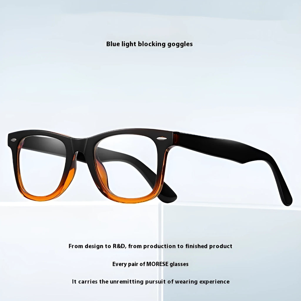TR90 retro optical glasses frame with anti-blue light PC lenses in full-frame box design