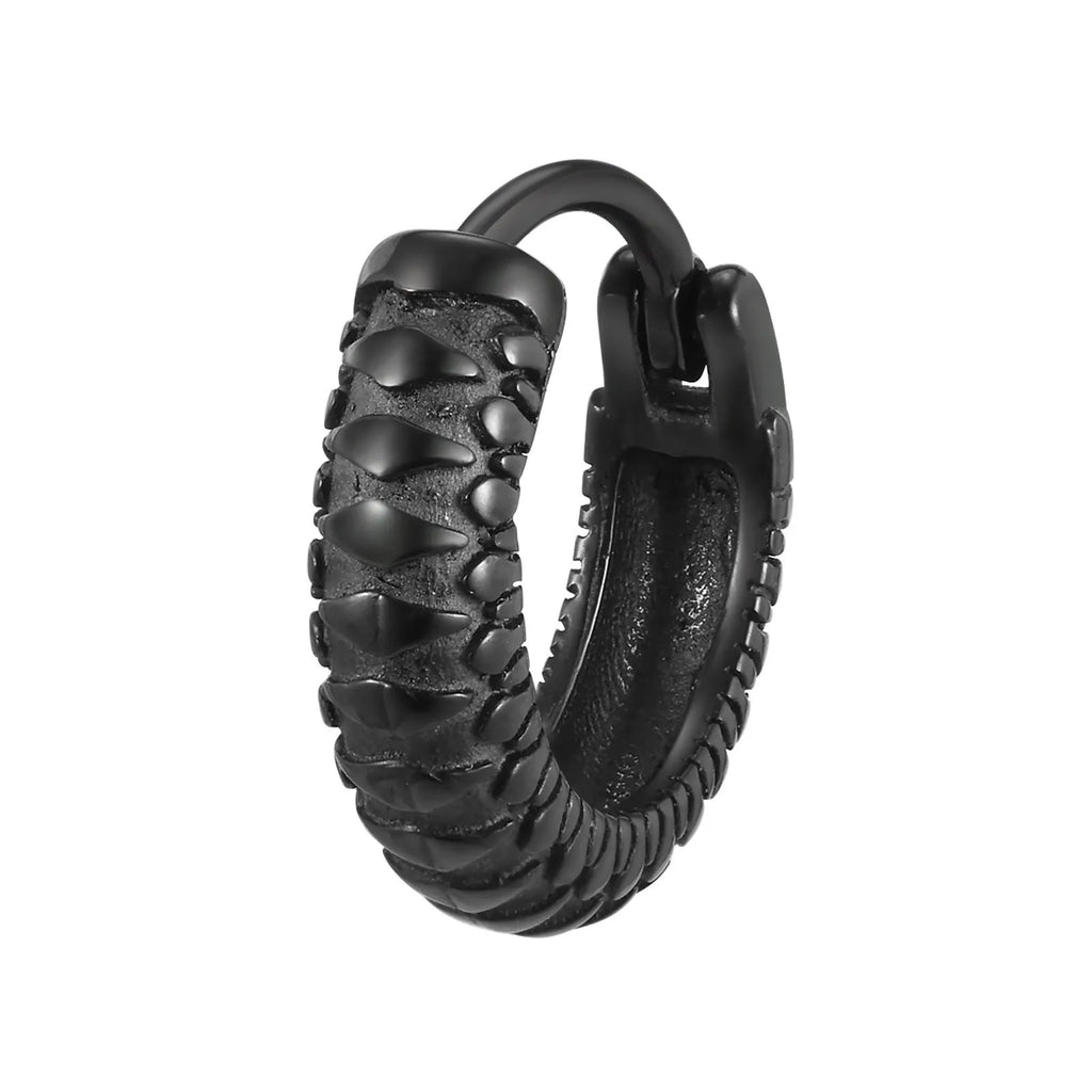Stainless steel snake pattern earrings in black and gold colour options