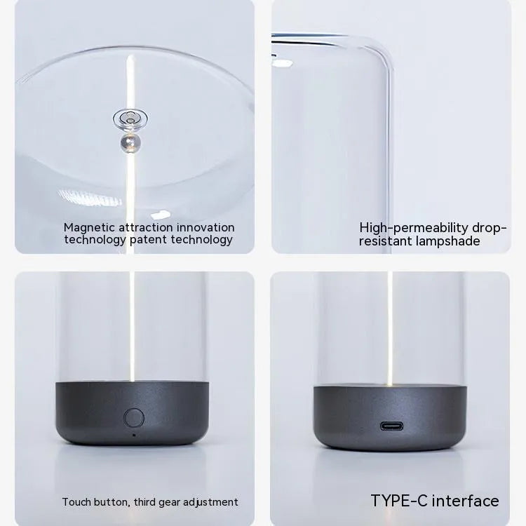 Rechargeable LED camping light with transparent cover and flexible filament in various colours