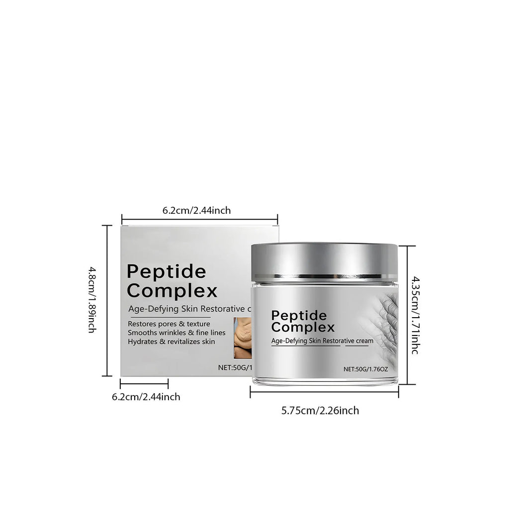 50g jar of skin restorative firming cream with peptide ingredients for daily moisturising