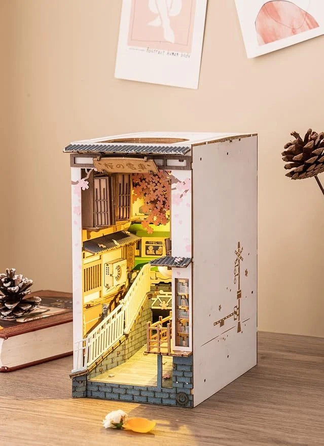 ROBOTIME Rolife DIY Book Nook Kit 3D Wooden Puzzle with LED Light for Bookshelf Decoration