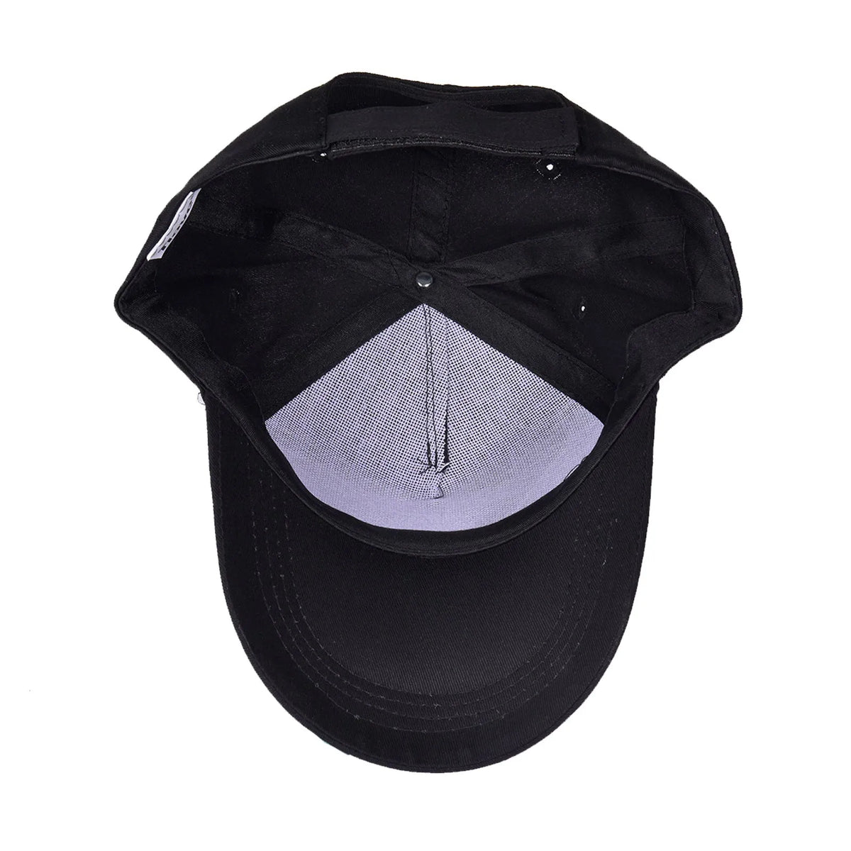 Classic adult baseball cap in black cotton with adjustable strap and 8cm brim