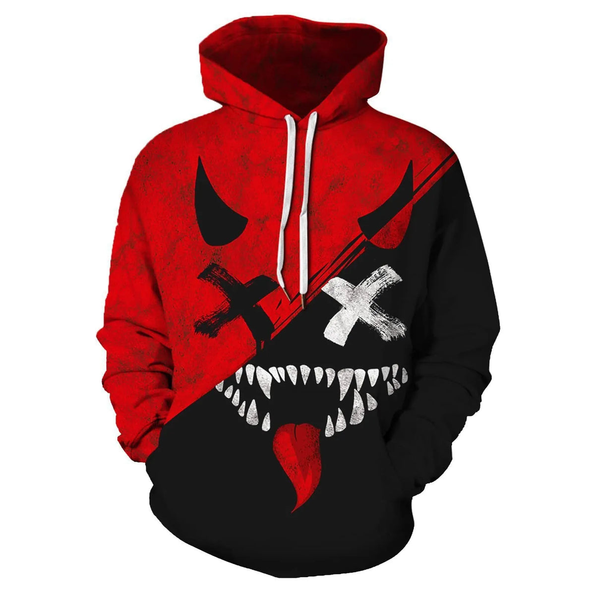 Men's 3D digital printed loose fit hoodie in polyester fibre, pullover style, available in multiple colours and sizes