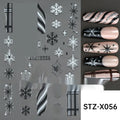 Sheet of black and silver Cartoon series nail art sticker patches for French and sweet style designs.