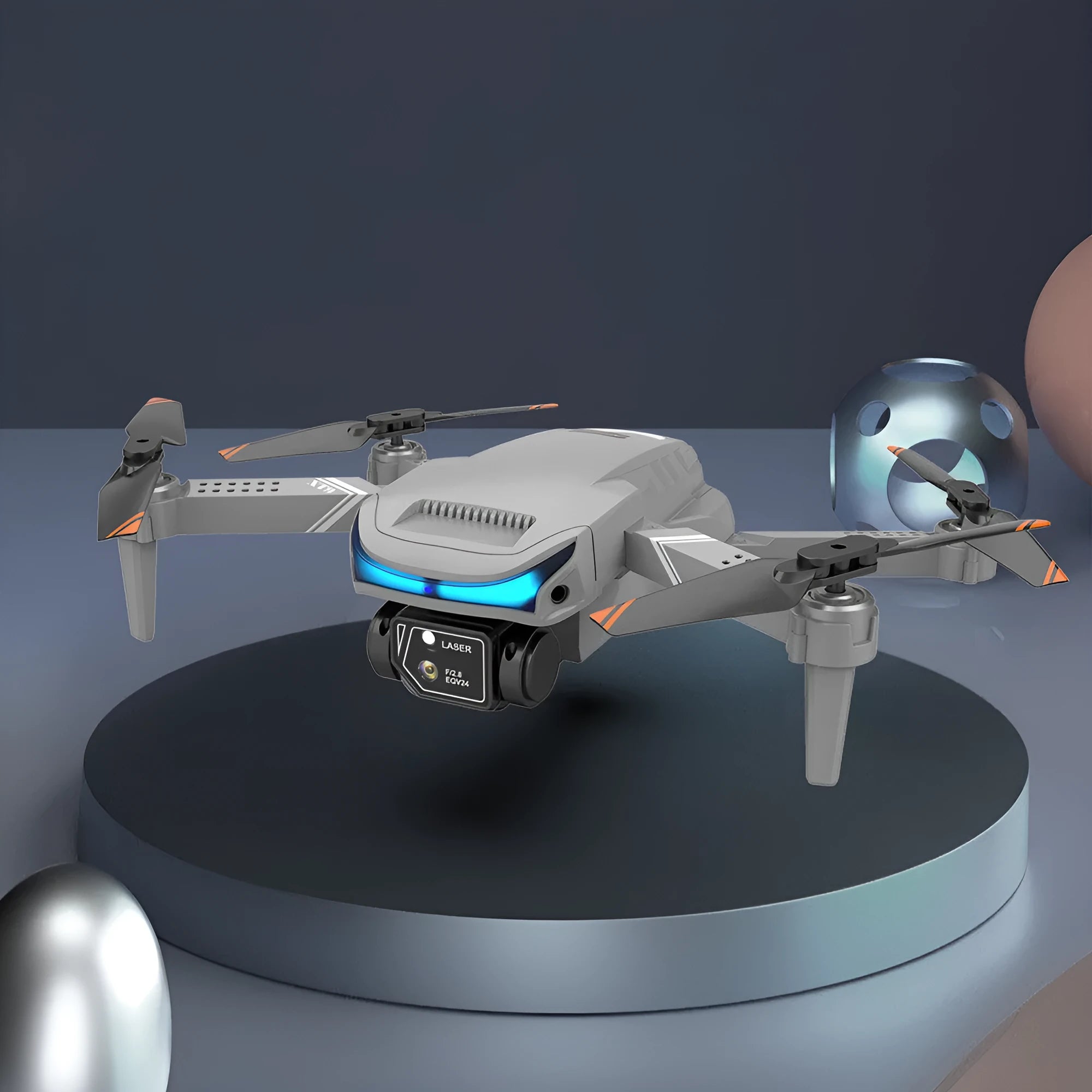 High-definition dual-lens multi-rotor remote control drone with foldable arms, black colour, 4K camera