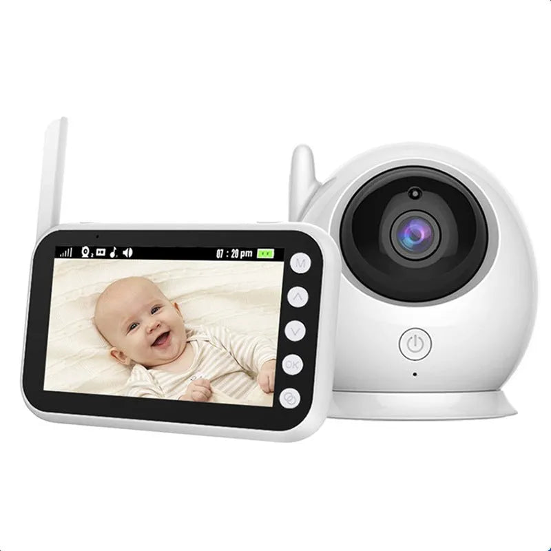 43 inch baby monitor with 4.3 inch LCD screen showing a baby in a cot