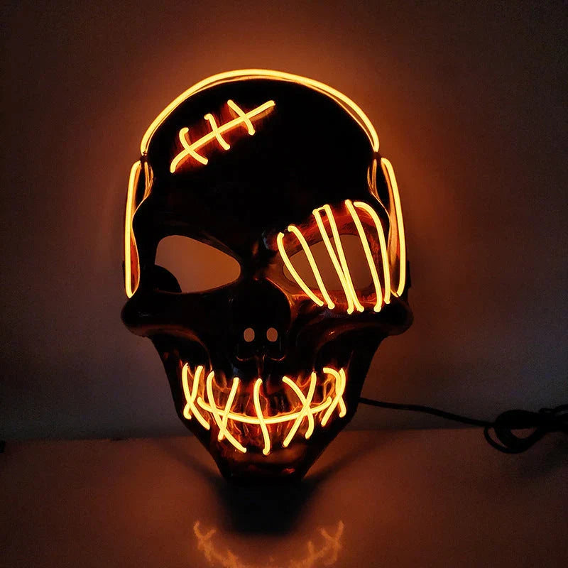 Scary one-eyed pirate mask with glowing LED lights for Halloween costume and party